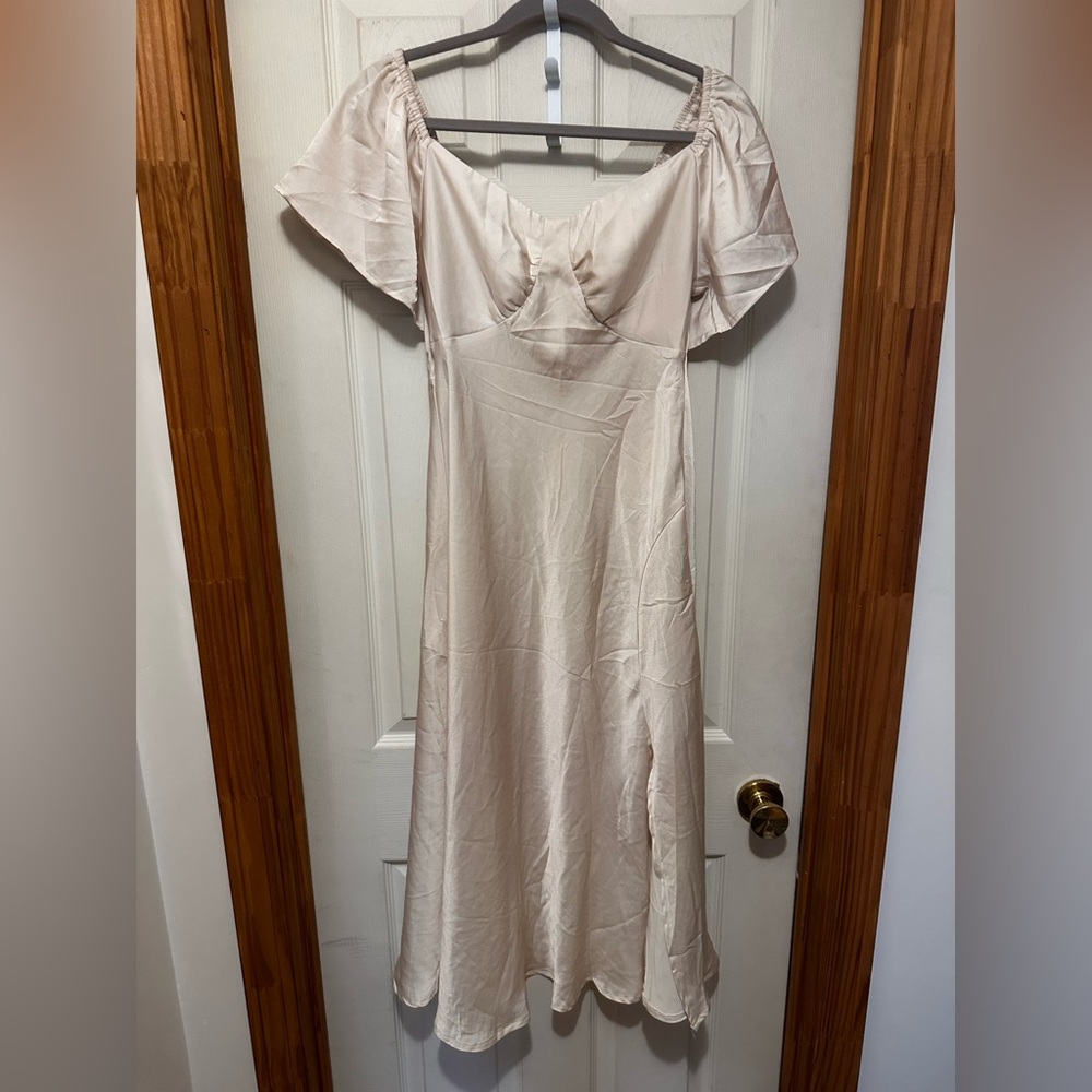 Elegant Cream Off-Shoulder Dress